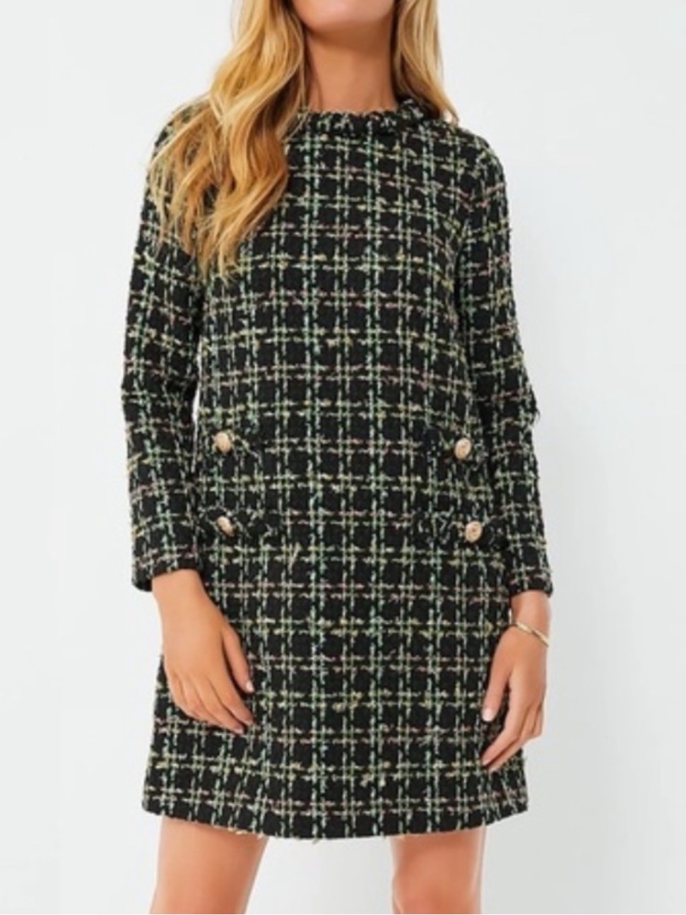 Tuckernuck Jackie Long Sleeve Dress Tweed Size Xl Holly Tinsel Mini